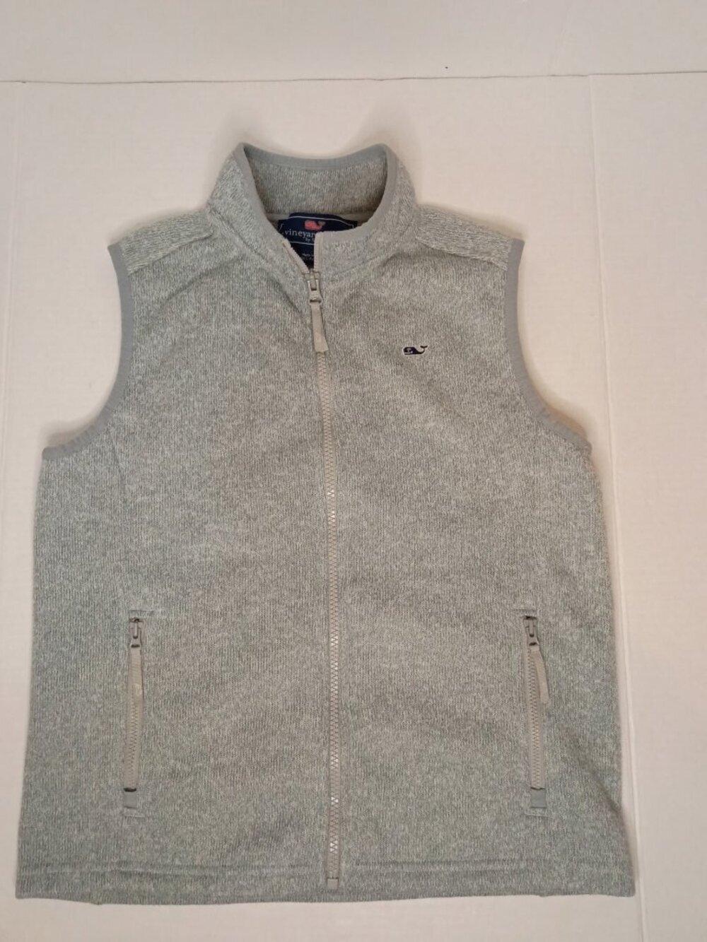 Vineyard Vines Boys Mountain Sweater Fleece Vest Heather Gray M 12-14 - Picture 1 of 3